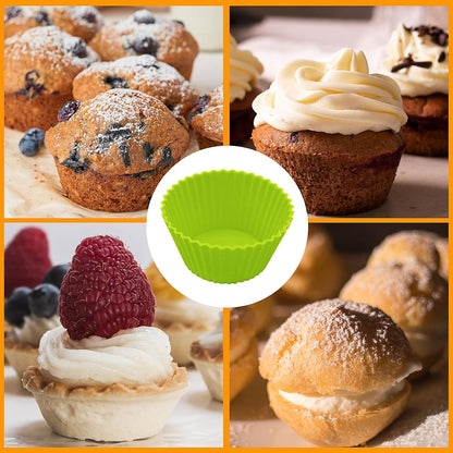 6 pack Silicone Baking Cups, Reusable Muffin Liners Non-Stick Cup, Cake Molds Set,Cupcake Silicone Liner Cupcake Holder,Bpa Free (navy blue)