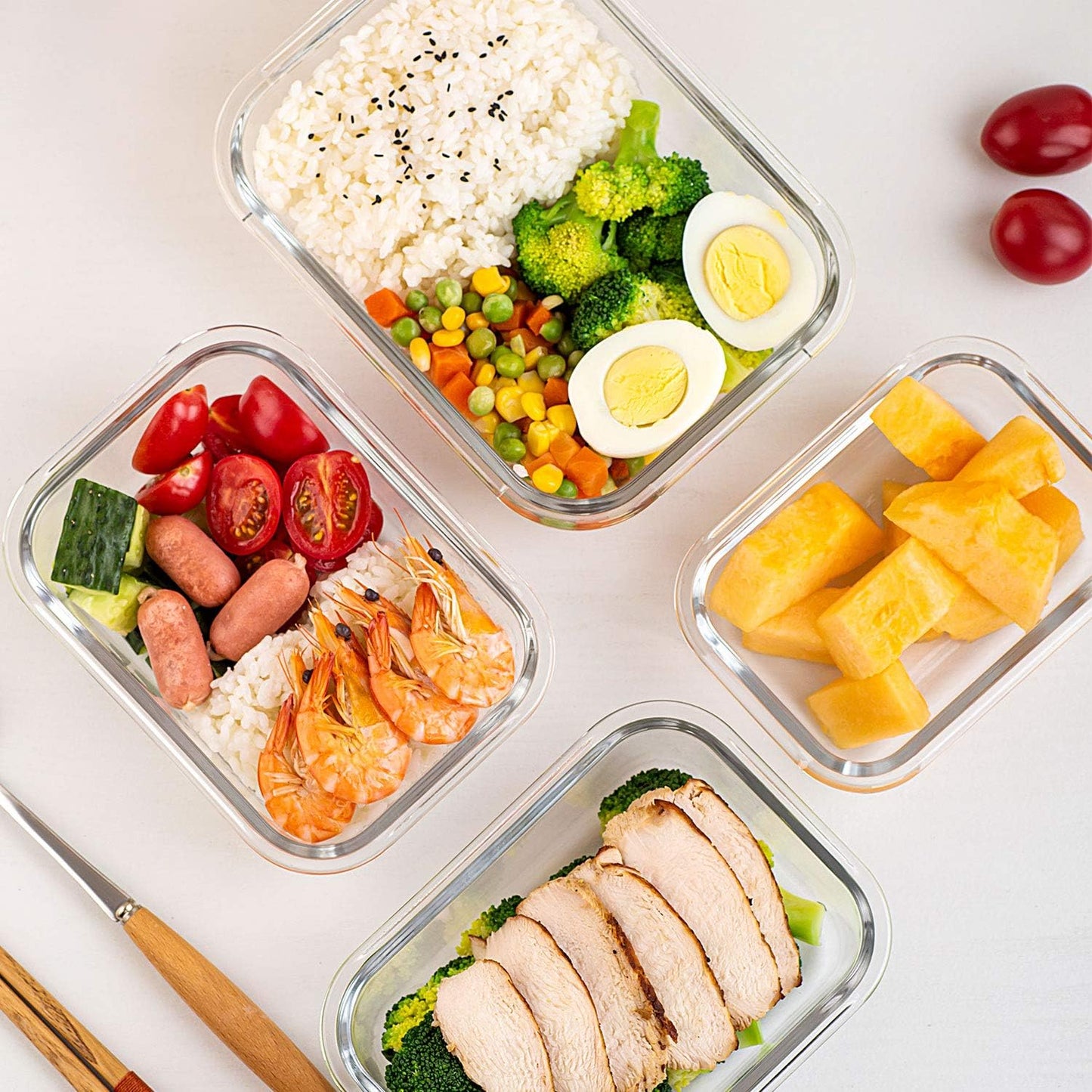 UMEIED 10 Pack Glass Food Storage Containers with Lids, Leakproof Airtight Glass Meal Prep Containers For Lunch, On The Go, Leftover, Dishwasher Safe