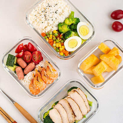 UMEIED 10 Pack Glass Food Storage Containers with Lids, Leakproof Airtight Glass Meal Prep Containers For Lunch, On The Go, Leftover, Dishwasher Safe