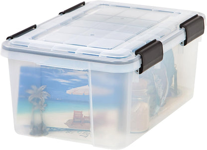 IRIS USA WeatherPro Storage Bins with Lids, 47 Qt, Gasket Seal, 2 Pack | Airtight gasket helps protect clothing, shoes, crafts, keepsakes, and household supplies from moisture and dust.
