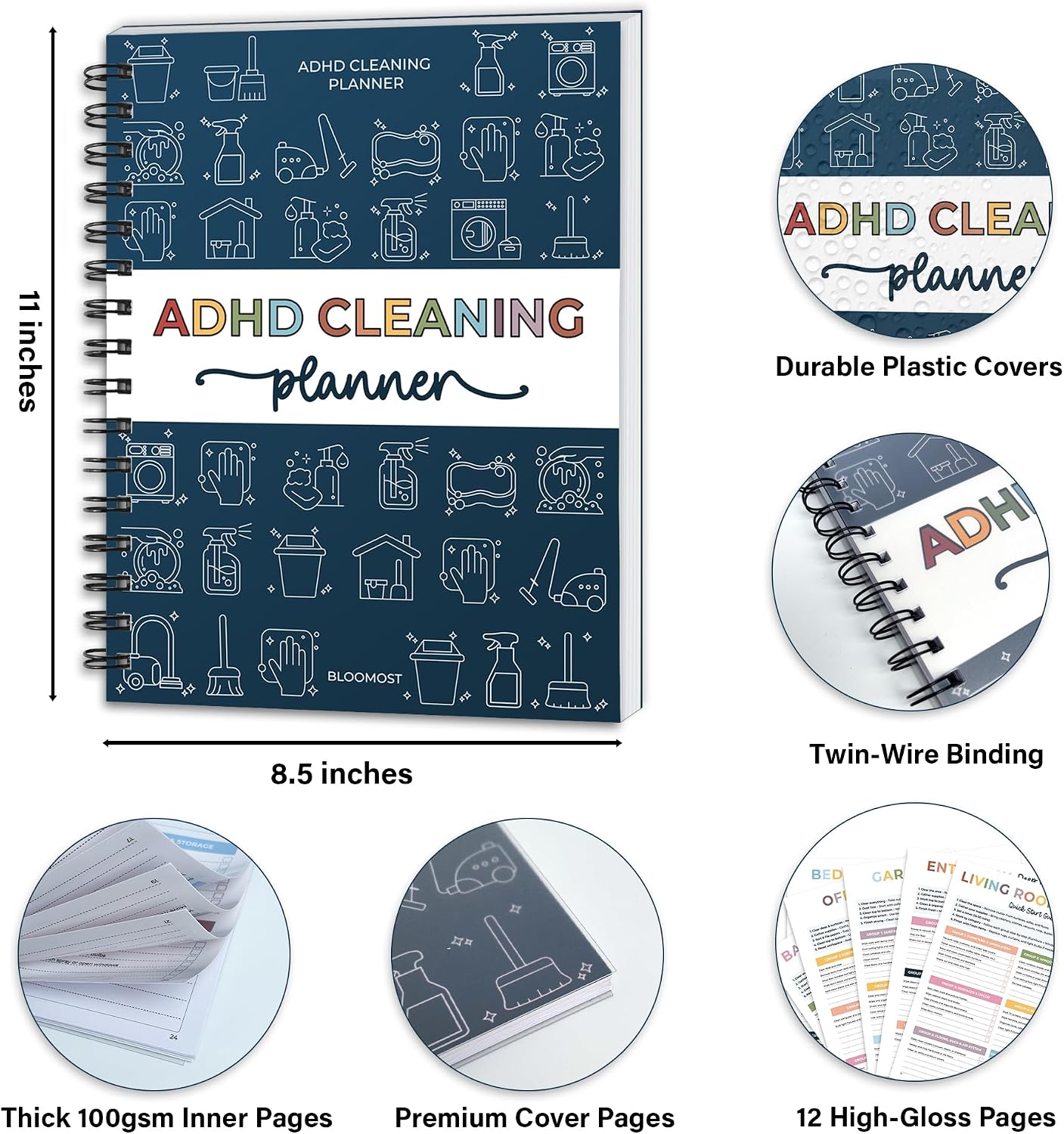 Magnetic Cleaning Schedule and Checklist Dry Erase Board - Reusable Cleaning Schedule for Home, Kitchen & Bathroom | Weekly & Monthly Chore Chart for Adults, Strong Magnet, Easy Erase