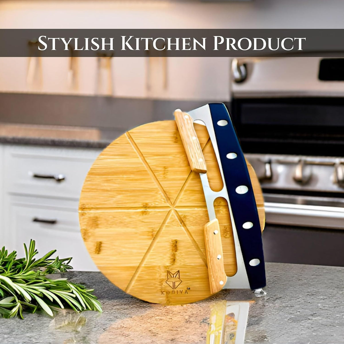 Pizza Cutting Board & Pizza Cutter, 14" Pizza Board | Gift Pizza Set, Best Pizza Cutter Rocker Blade, Bamboo Pizza Cutting Board, Pizza Slicer, Pizza Serving Board,Pizza Rocker Knife For Cutting Pizza