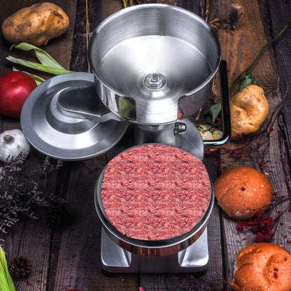Zica 5 inches/130mm Sliver Commercial Hamburger Press Patty Maker Heavy Duty Meat Forming Processor, Stainless Steel Bowl, Includes 500 Pcs Patty Papers