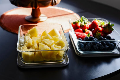 DURA LIVING 4-Piece Glass Food Storage Container (2 Containers + 2 Lids) | 6.55-Cup Rectangular, Leakproof | Microwave, Freezer, Oven & Dishwasher Safe | Ideal for Meal Prep & Pantry Organization