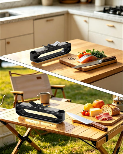 Handheld Angle Guide Knife Sharpener with 20° Angle Guide, Dual-Sided Stone