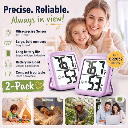 Antonki 2 Pack Room Thermometer Indoor Hygrometer