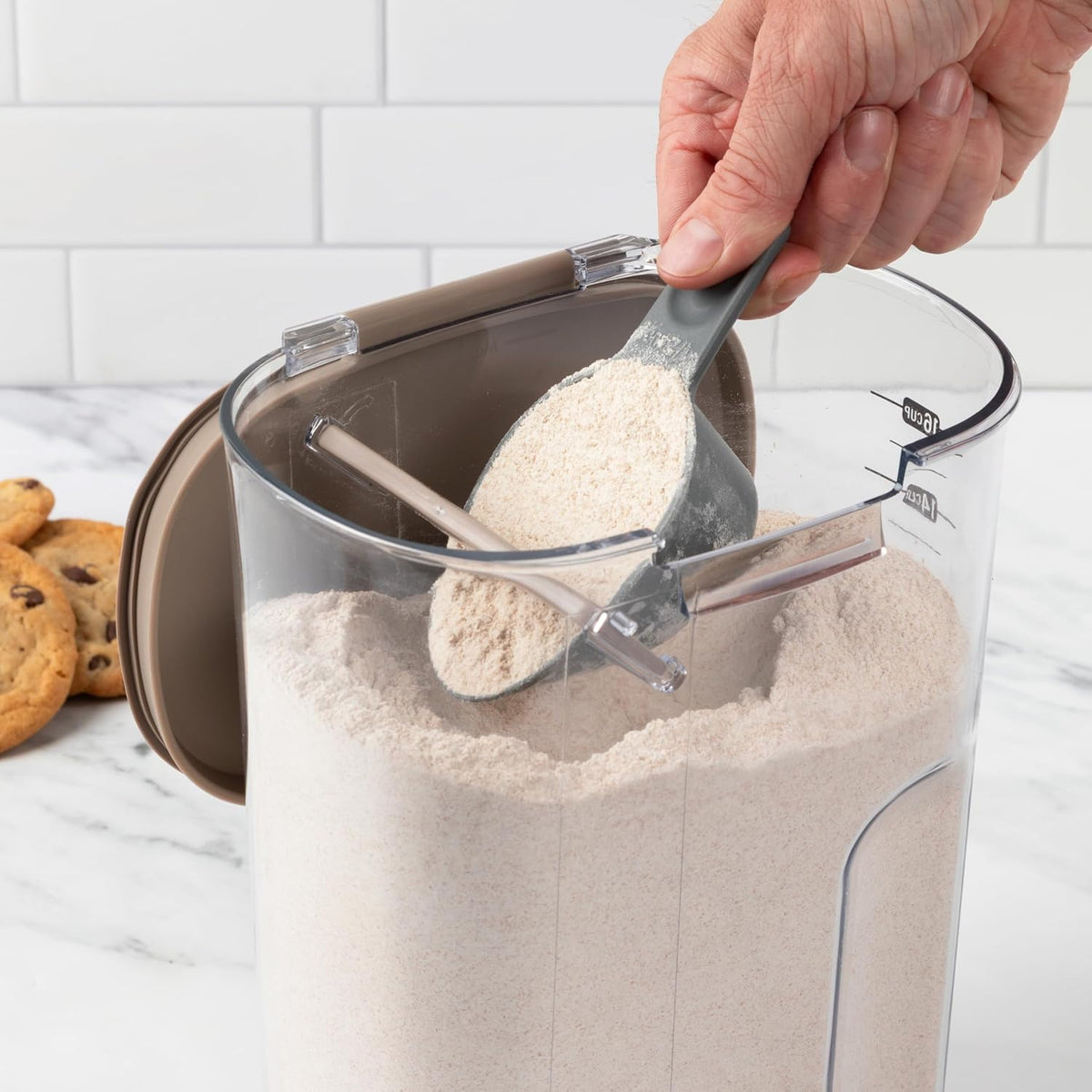 ProKeeper+ Airtight Food Storage Container Set – Clear Plastic Flour and Sugar Canister Set with Magnetic Accessories for Kitchen Organization (Grey, 9-Piece)