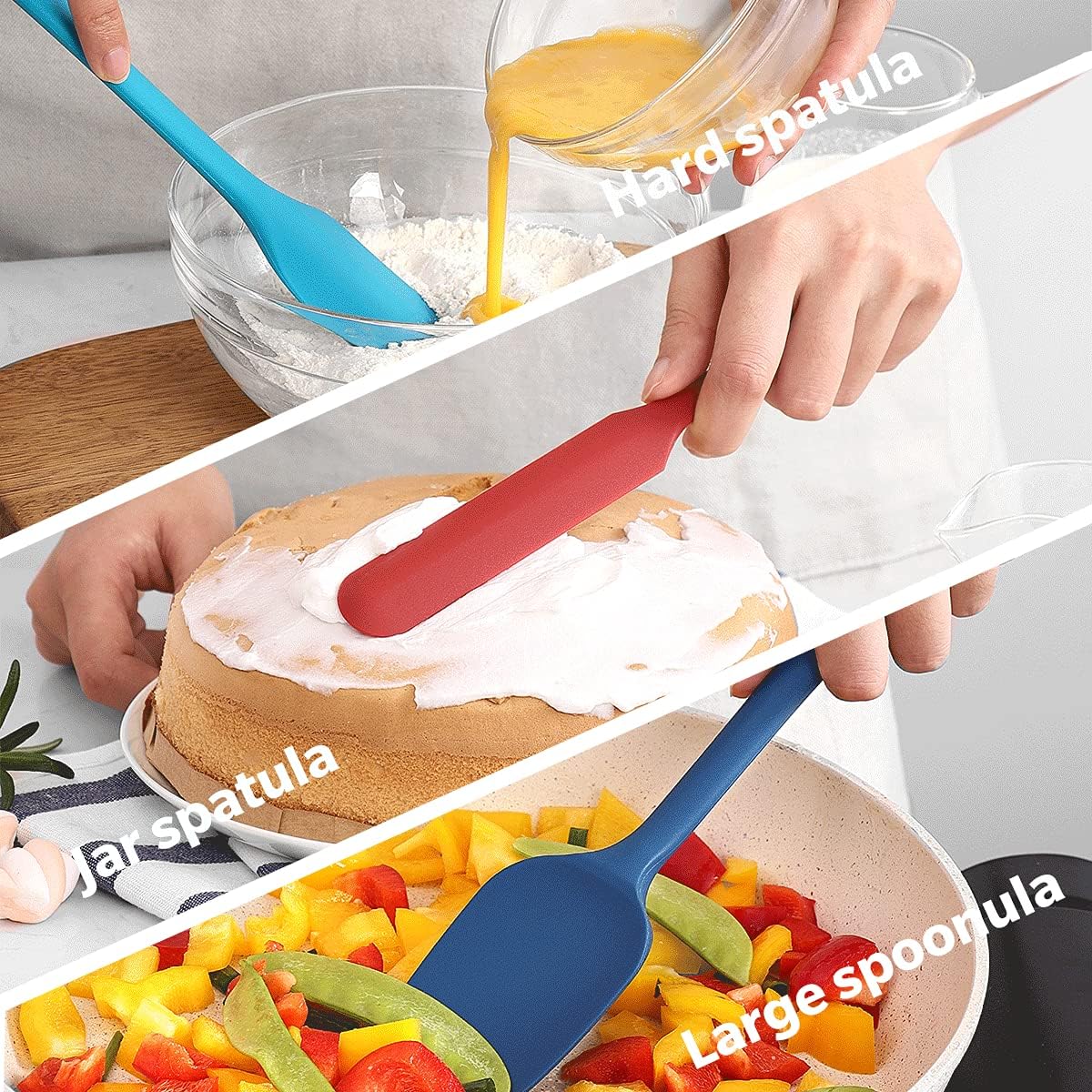 Wanbasion 5 Piece Premium Silicone Spatula Set Heat Resistant, Colorful Rubber Baking Spatula Set, Kitchen Spatula Set Dishwasher Safe for Nonstick Cookware Cooking Mixing Light Green