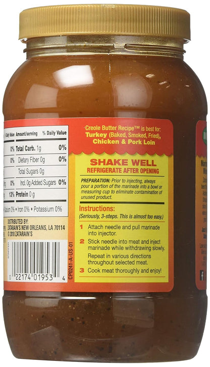 Zatarain's Cajun Injector Fat Free Creole Butter Recipe Injectable Marinade with Injector, 16 fl oz