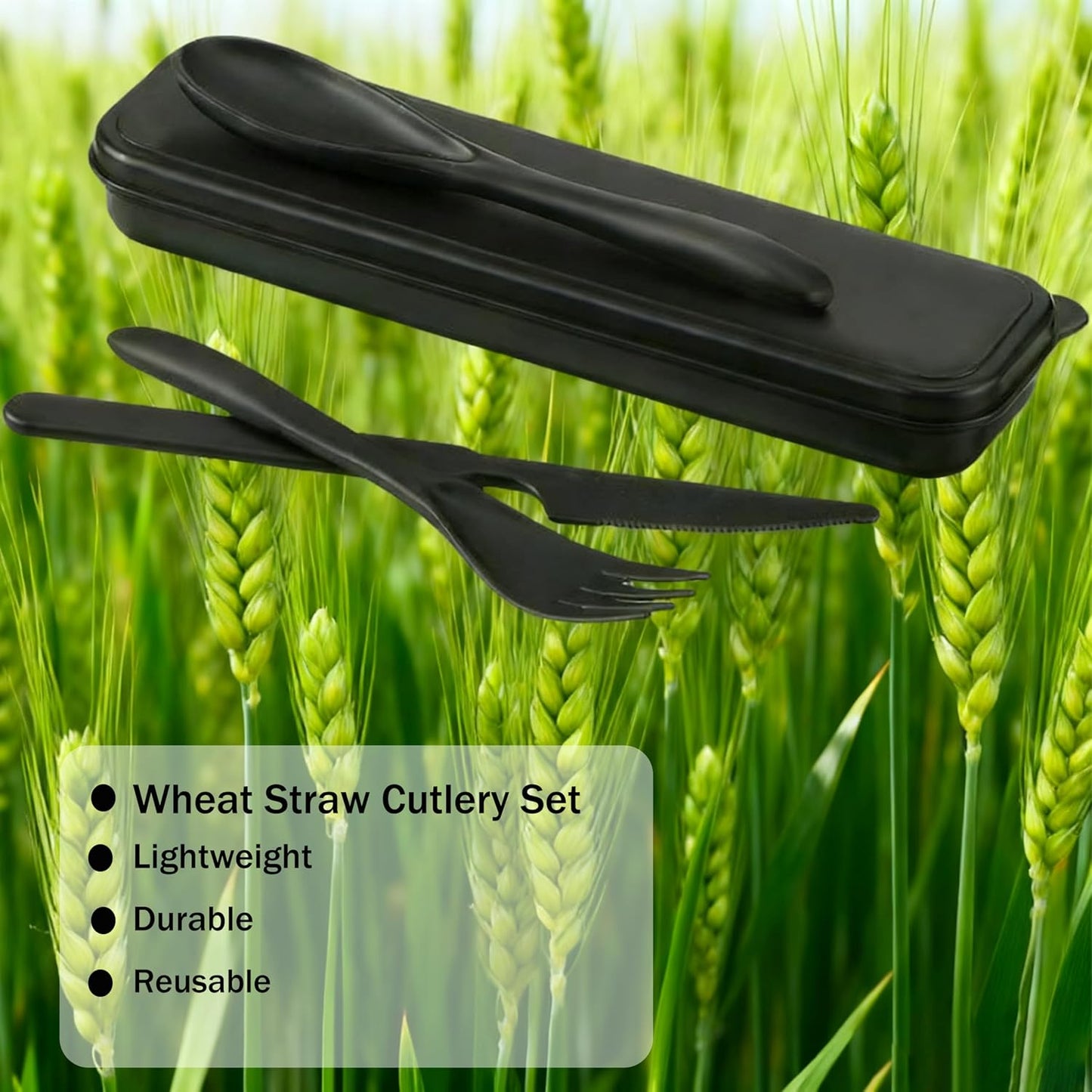 2 Pack Travel Utensils Set with Case, Wheat Straw Reusable Cutlery Set, Portable Spoon Knife Fork Tableware for Lunch Box, Picnic, Camping, Office, BPA Free for Adults Kids