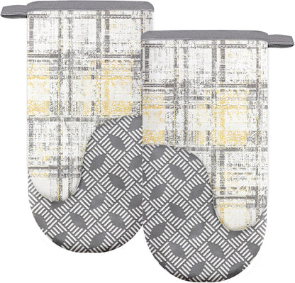 Mini Silicone Oven Mitts, Heat Resistant Kitchen Mittens 2-Pack Set