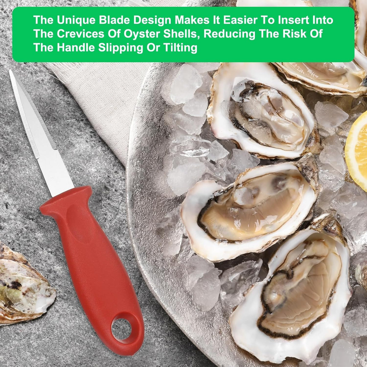 uxcell 12 Pcs Stainless Steel Oyster Shucking Knife, Oyster Shucking Shell Opener Knife Non-Slip for Shellfish Opening Seafood Restaurants Home Use, Green