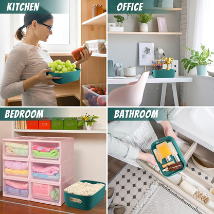 Zopeal Plastic Storage Bins 10 Pcs White Pantry Organizer Bins Small Baskets Storage Containers for Home Kitchen (10 x 7 x 6 Inch)