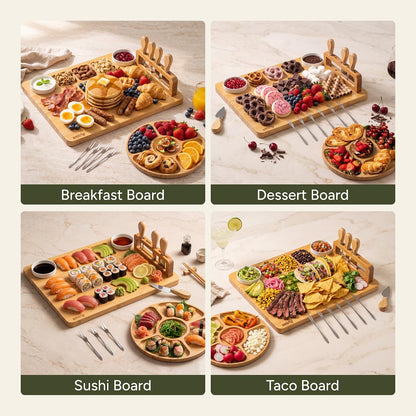 SMIRLY Charcuterie Boards Set, Large Cheese Board Set, Natural Bamboo Charcuterie Tray Cheese Platter with Accessories - Housewarming Gifts New Home, Wedding & Bridal Shower Gifts for Women, Couples