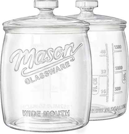 2 Pack Cookie Jar, 1/2 Gallon Glass Storage Containers with Airtight Lids, Wide Mouth Food Jars & Canisters for Kitchen, Pantry, Apothecary, Flour, Sugar, Sourdough Starter, Dog Treat, Half Gallon