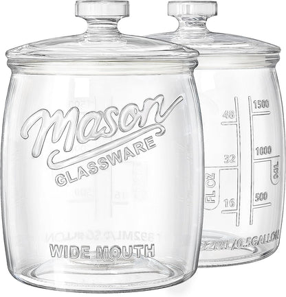 2 Pack Cookie Jar, 1/2 Gallon Glass Storage Containers with Airtight Lids, Wide Mouth Food Jars & Canisters for Kitchen, Pantry, Apothecary, Flour, Sugar, Sourdough Starter, Dog Treat, Half Gallon