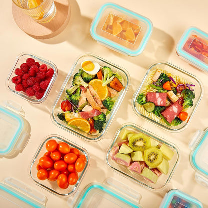 Liuruiyu 8 Pack 36OZ Glass Food Storage Containers with Lids, Meal Prep Containers, Airtight Bento Boxes with Leak Proof Locking for Microwave, Oven, Freezer and Dishwasher, BPA Free