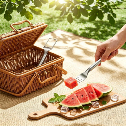 2 Pcs Watermelon Fork Slicer Cutter, 2-in-1 Watermelon Fork Slicer Cutter Set，Watermelon Cutter, Fruit Forks Slicer for Home Party Camping Kitchen Gadget