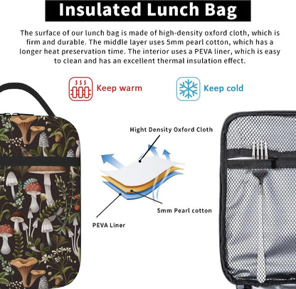 Dinosaur Volcano Insulated Lunch Bag for Women & Men, Reusable Leak-Proof Lunch Box with Cooler Compartment, Lunch Tote for Adults Work Travel Picnic Durable & Washable