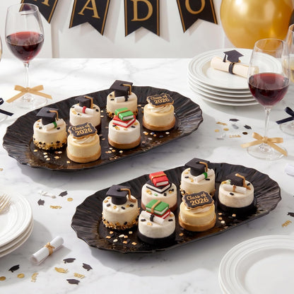 12 Pcs Gold Plastic Serving Tray Bulk, 14.5" x 8.6" Rectangle Gold Party Platters Reusable Decorative Dessert Table Serving Tray for Graduation Wedding Birthday Party Cupcake Decoration