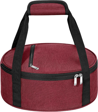 Round Insulated Casserole Carrier – 12" Portable Pie Carrier Bag for Hot or Cold Food, Leakproof Thermal Lunch Tote with Handle for Parties Picnic & Travel - Grey