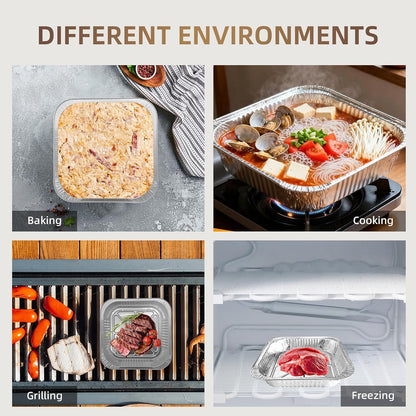 20 Pack 9x13 Aluminum Foil Pans with Lids - Heavy Duty Disposable Baking Pans, Oven Safe Steam Table Trays for Cooking, Meal Prep, Catering, Party, Food Storage & Transport - Silver, 2.5" Deep