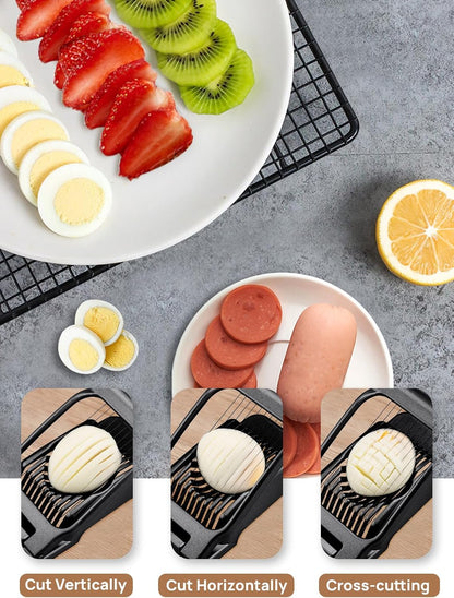BIBURY Egg Slicer for Hard Boiled Eggs, Heavy Duty Aluminium Fruit Slicer
