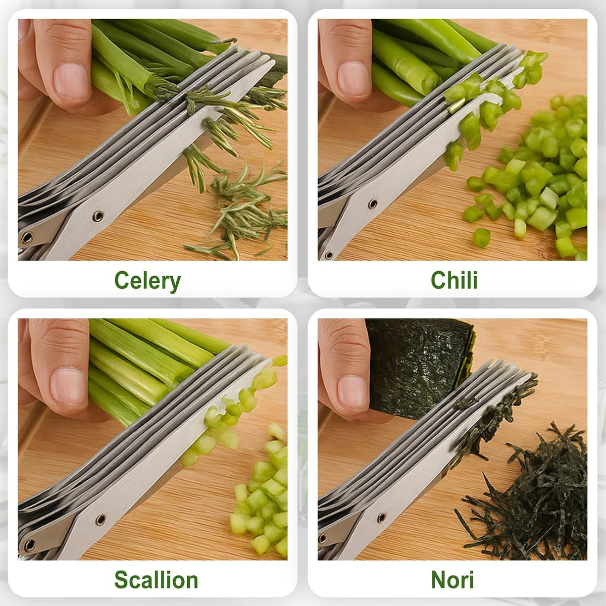Remerry 5 Blades Herb Scissors with Herb Stripper Bowl for Kitchen