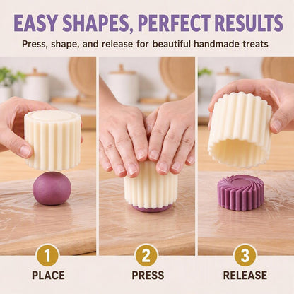 Sunflower-Patterned Round Hand-Press Mooncake Mold for DIY Cookie Mooncake