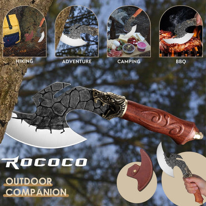 ROCOCO Viking Cleaver Knife Birthday - Kitchen Axe & Sheath Father Gift Men