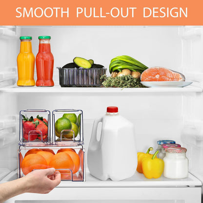 Sorbus Fridge Drawers - Clear Stackable Pull Out Refrigerator Organizer Bins - Food Storage Containers for Kitchen, Freezer, Vanity & Fridge (6 Pack | 1 Medium, 2 Small Stackable Drawer Bins)