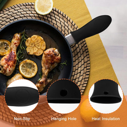 uxcell 2pcs Silicone Hot Handle Holders, Cast Iron Skillet Handle Covers Silicone Pan Handle Sleeve for Frying Pans Griddles Cookware Handles, Orange