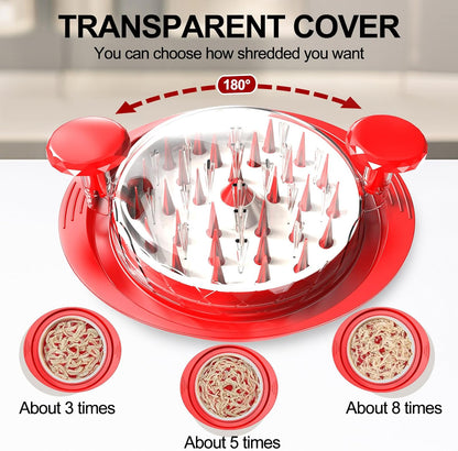 Chicken Shredder Tool Twist, 11" Heavy Duty Large Chicken Shredder, Meat Grinders Gadgets Machine, BPA Free, Strong Anti-Slip, Dishwasher Safe, Suitable for Pork Beef Chicken, Red