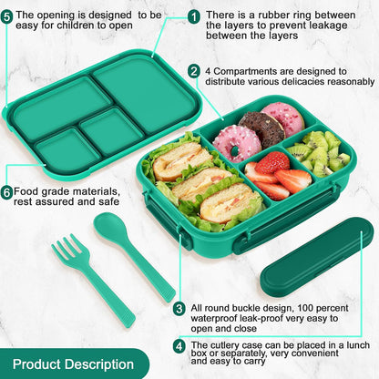 Amathley Lunch Box Kids,Bento Box Adult,Leakproof Lunch Containers for Adults/Kids/Toddler,1200ML-4 Compartments bento Lunch box with Utensil,Microwave & Dishwasher & Freezer Safe (Pink Berry)