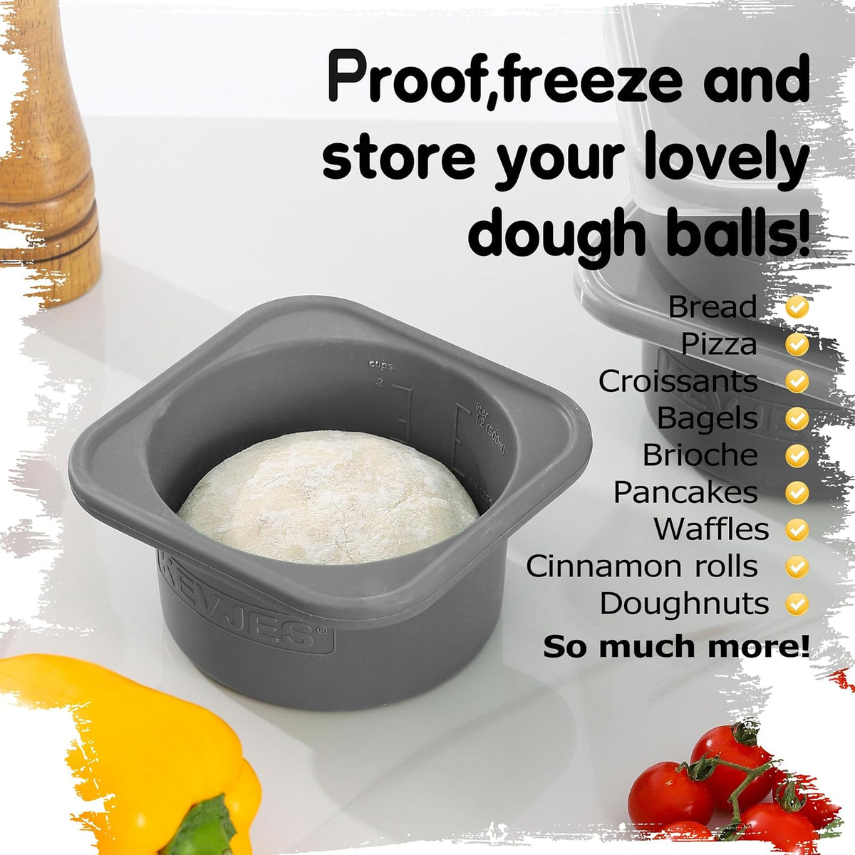 PLUS 1000ml Pizza Dough Proofing Containers, 2-Pack, Green