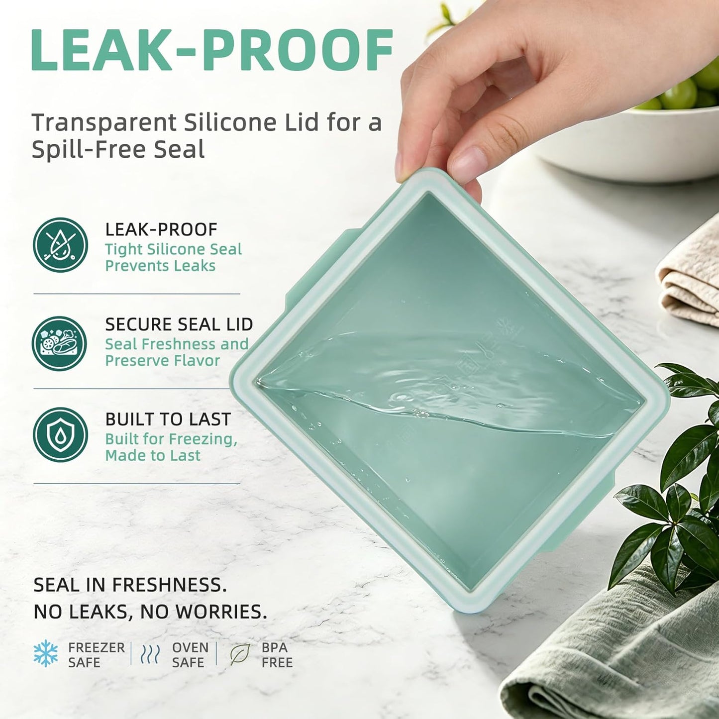 Silicone Soup Freezer Molds with Lids, 2-Cup silicone freezer molds for Meal Prep, BPA-Free, Stackable, Perfect for lasagna, Individual Portions, Baked Goods and More, Microwave & Oven Safe - 6 Pack