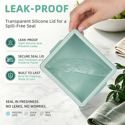 Silicone Soup Freezer Molds with Lids, 2-Cup silicone freezer molds for Meal Prep, BPA-Free, Stackable, Perfect for lasagna, Individual Portions, Baked Goods and More, Microwave & Oven Safe - 6 Pack