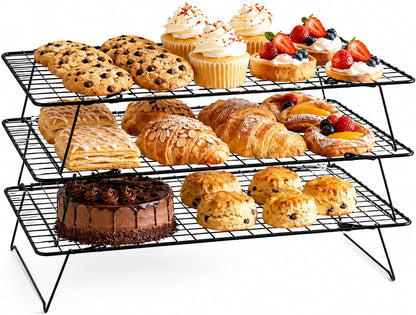 Cooling Rack 16"x10", 3-Tier Stackable & Collapsible Cooling Racks