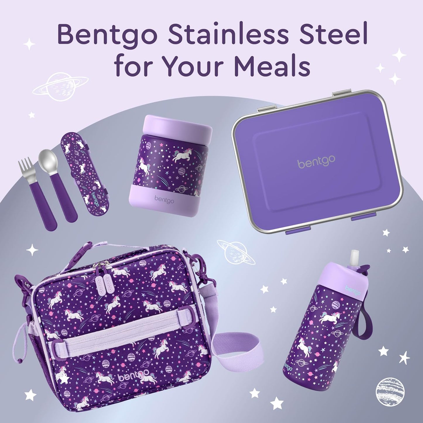 Bentgo Kids Stainless Steel Leak-Resistant Lunch Box - 3-Compartments with Bonus Silicone Container, Durable, Eco-Friendly, Dishwasher Safe, BPA-Free, Ideal for School, Ages 3+ (Silver)