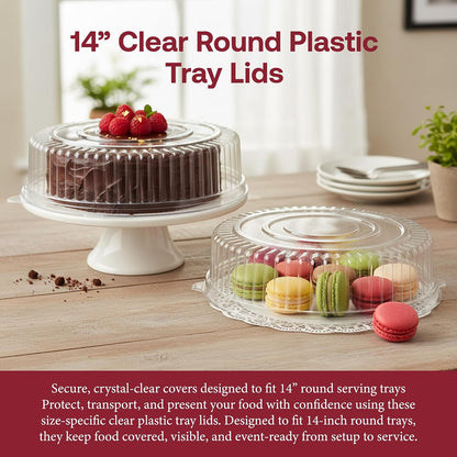 Smarty Had A Party 12 Inch Black Round Plastic Serving Tray – Heavy-Duty Party Platters & Catering Trays, Reusable or Disposable Plastic Trays for Serving Food, Elegant Party Tray Set of 25