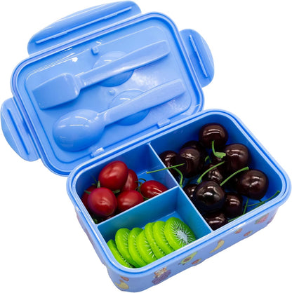 Fast Forward Hello Kitty Bento Lunch Box for Kids | Sanrio Food Container with Utensils | BPA-Free Toddler Lunch Kit with 3 Compartments | Bento Snack Box with Spoon & Fork