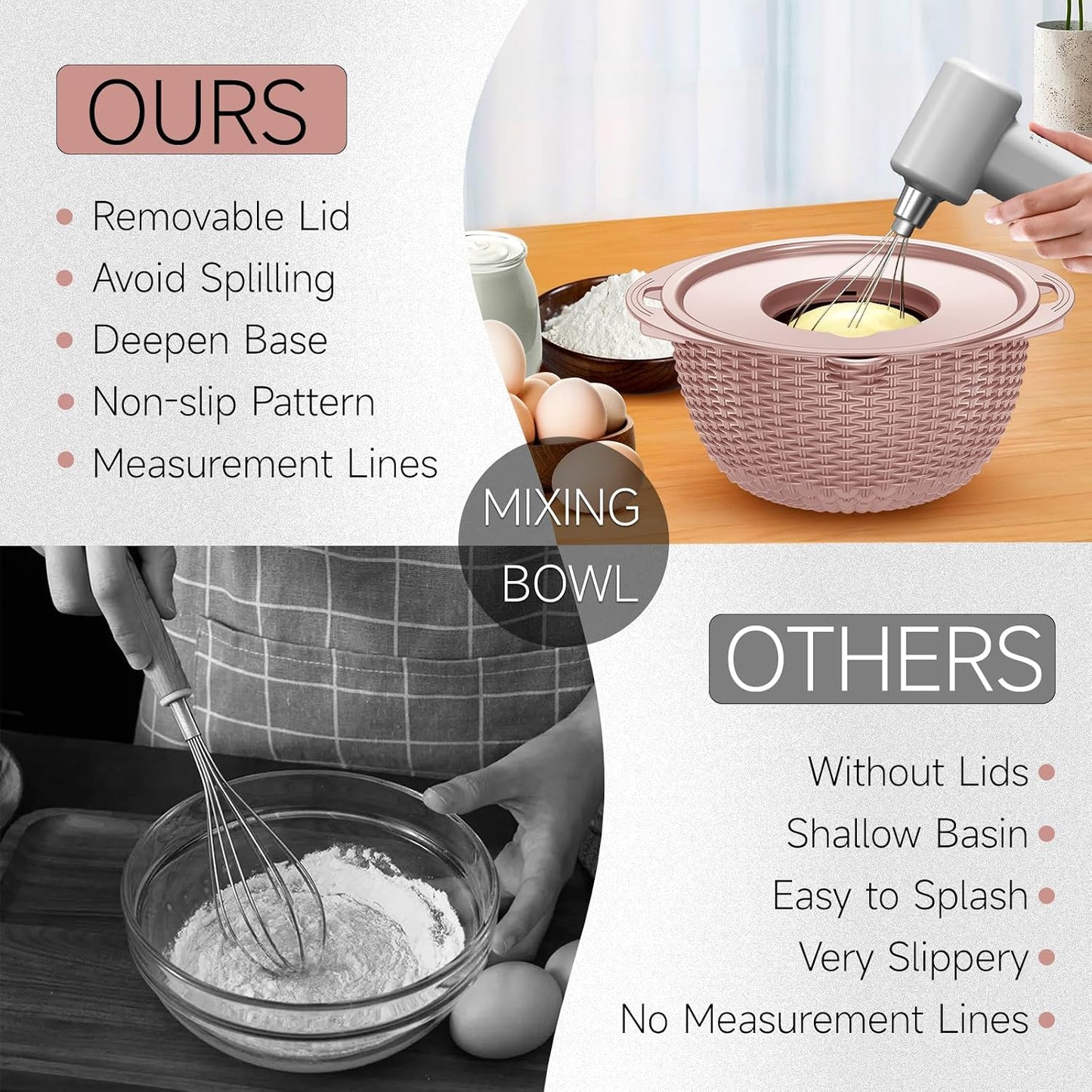 4-1 Colander with Bowl & Spoons Set - Rotatable Colander for kitchen with New Upgraded Graters, Food Strainer(Patented) for Pasta, Fruits, Vegetables, Funny Presents for Women, Beige