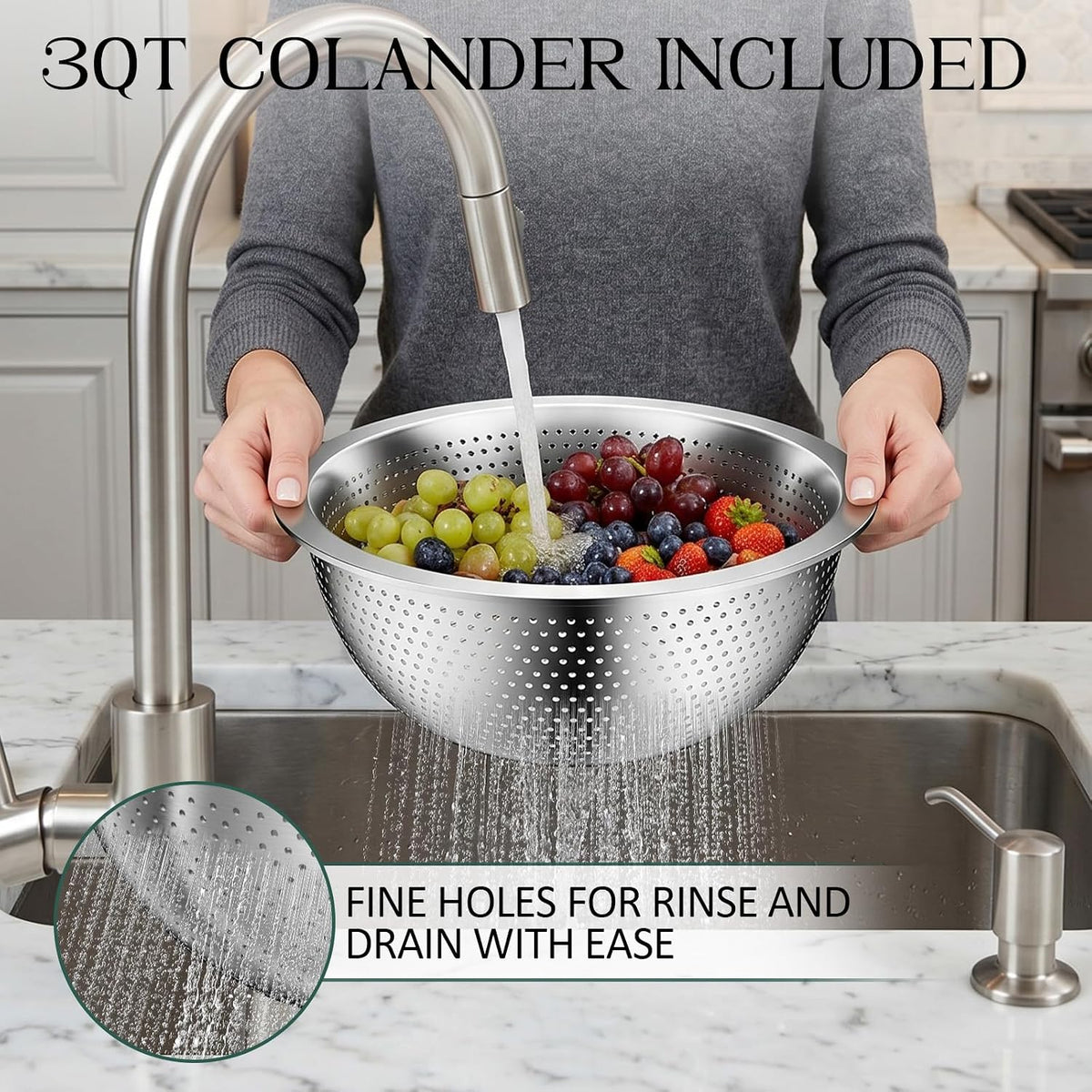 DUTZUN Mixing Bowls with Lids Set - 16pcs Stainless Steel Mixing Bowl Set with Colander, 3 Grater Attachments, Non-Slip Bottom, Metal Nesting Bowls with Strainer for Mixing & Serving - Black