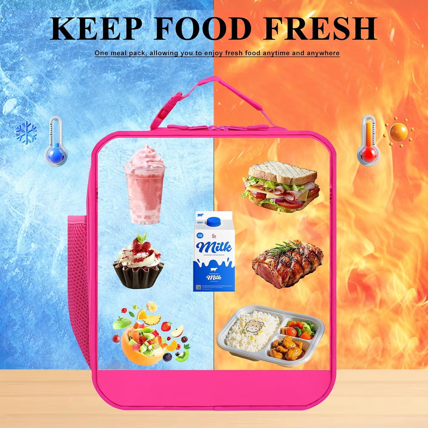 Lunch Box for Women Girls Adult Teens Kids Lunch Bag School Work Picnic Meal Food Container Carrier Purse Cooler,Insulated Lunch Tote with Handheld Shoulder Strap Water Bottle Holder Purple A