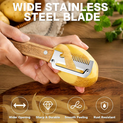 NNJ 2 Pack Vegetable Peeler, Multifunctional Stainless Steel Julienne Peeler for Potatoes, Carrots, Cucumbers, Ergonomic Kitchen Peeler with Built-in Bottle Opener, Sharp Fruit Veggie Shredder Tool