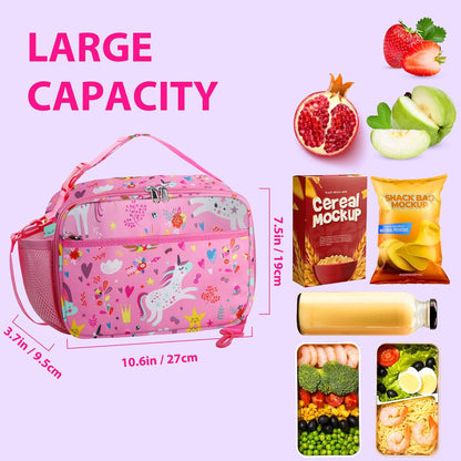 RLGPBON Kids Lunch Bag,Insulated Lunch Box for Girls,Lunch Bag Toddler Teen,School Daycare Cute Travel bags