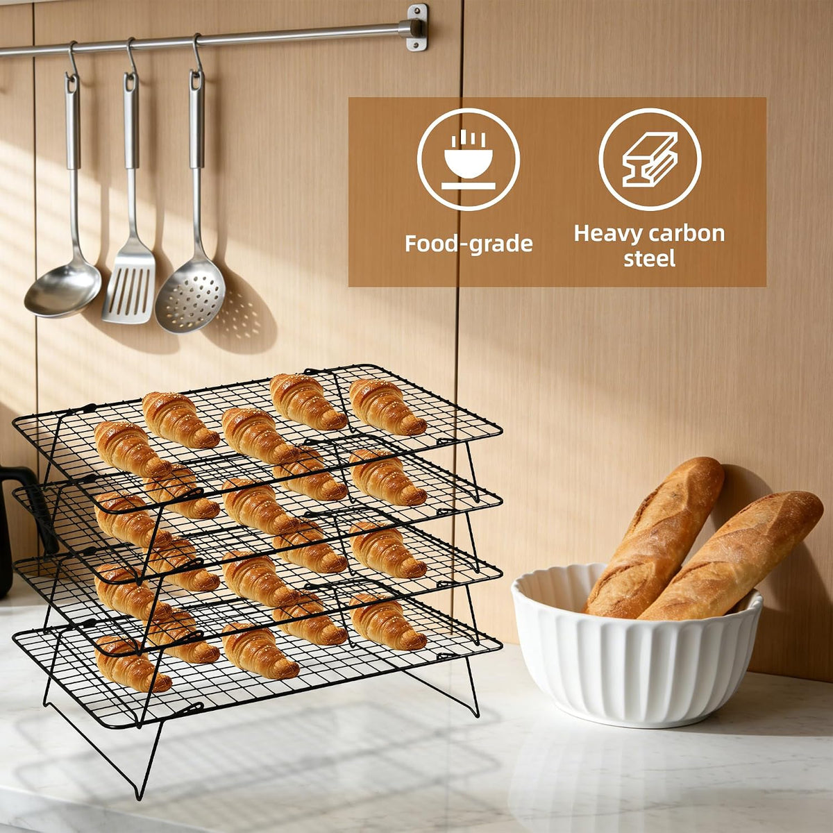 Cooling Rack 16"x10", 3-Tier Stackable & Collapsible Cooling Racks