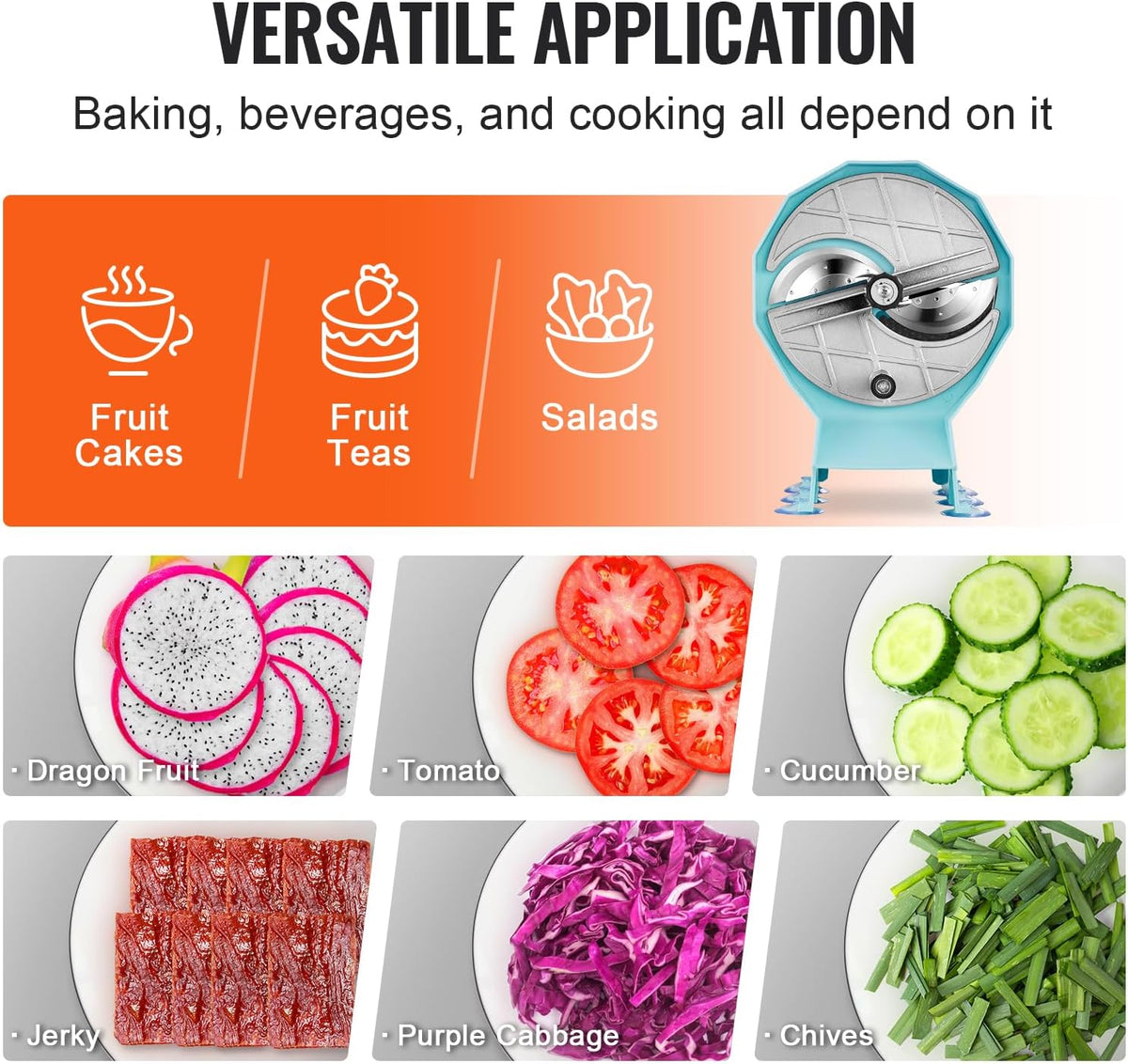 VEVOR Manual Vegetable Fruit Slicer, 0-0.5"/0-12mm Thickness Adjustable Commercial Slicer Machine, Stainless Steel Food Cutter Slicing Machine with 2 Spare Blades, for Potato, Cucumber, Lemon, Tomato
