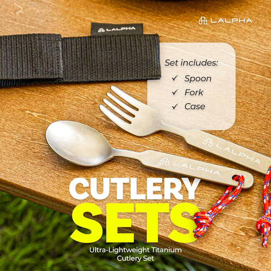 Ultra-Lightweight Titanium Cutlery Set - Made in Tsubame-Sanjo, Includes Spoon and Fork with Storage Case for Backpacking