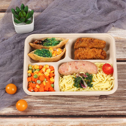 23 oz 3 Compartments disposable plates with Lids Plant Fiber 50 Pack